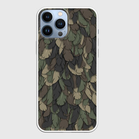 Чехол для iPhone 13 Pro Max с принтом Камуфляж с перьями в Санкт-Петербурге,  |  | Тематика изображения на принте: армия | камуфляж | милитари | паттерн | перо | перья | птица | хаки