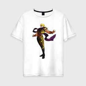 Женская футболка хлопок Oversize с принтом Дио Брандо в Санкт-Петербурге, 100% хлопок | свободный крой, круглый ворот, спущенный рукав, длина до линии бедер
 | anime | jojo | jojos bizarre adventure | аниме | дио брандо