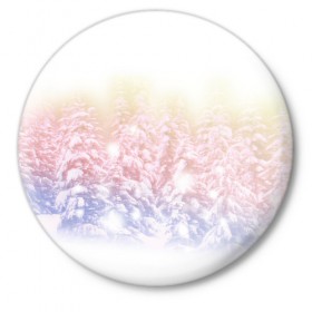 Значок с принтом Зимний лес в Санкт-Петербурге,  металл | круглая форма, металлическая застежка в виде булавки | Тематика изображения на принте: зима | рождество