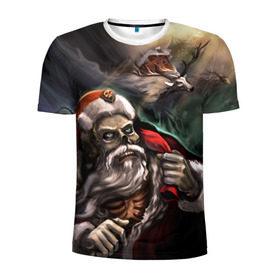 Мужская футболка 3D спортивная с принтом Bad Santa Claus в Санкт-Петербурге, 100% полиэстер с улучшенными характеристиками | приталенный силуэт, круглая горловина, широкие плечи, сужается к линии бедра | зима | новый год | подарок | рождество