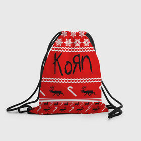 Рюкзак-мешок 3D с принтом Праздничный Korn в Санкт-Петербурге, 100% полиэстер | плотность ткани — 200 г/м2, размер — 35 х 45 см; лямки — толстые шнурки, застежка на шнуровке, без карманов и подкладки | 