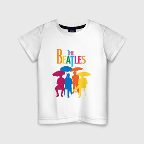 Детская футболка хлопок с принтом The beatles в Санкт-Петербурге, 100% хлопок | круглый вырез горловины, полуприлегающий силуэт, длина до линии бедер | Тематика изображения на принте: bright | british | legendary | liverpool | rainbow | rock group | spectrum | the beatles | яркие цвета