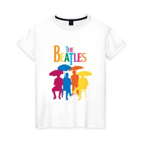 Женская футболка хлопок с принтом The beatles в Санкт-Петербурге, 100% хлопок | прямой крой, круглый вырез горловины, длина до линии бедер, слегка спущенное плечо | bright | british | legendary | liverpool | rainbow | rock group | spectrum | the beatles | яркие цвета