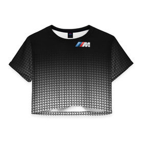 Женская футболка 3D укороченная с принтом BMW 2018 Black and White III в Санкт-Петербурге, 100% полиэстер | круглая горловина, длина футболки до линии талии, рукава с отворотами | bmw | автомобильные | бмв