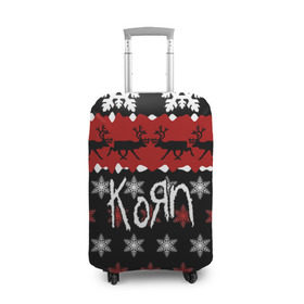Чехол для чемодана 3D с принтом Праздничный Korn в Санкт-Петербурге, 86% полиэфир, 14% спандекс | двустороннее нанесение принта, прорези для ручек и колес | korn | koяn | альтернативный | брайан филипп уэлч | группа | джеймс | джонатан дэвис | знак | корн | коян | красный | манки | метал | надпись | новогодний | новый год | нюметал | праздник
