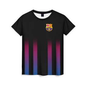 Женская футболка 3D с принтом FC Barcelona Color Line в Санкт-Петербурге, 100% полиэфир ( синтетическое хлопкоподобное полотно) | прямой крой, круглый вырез горловины, длина до линии бедер | fc barcelona | fcb | барселона | спорт | спортивные | фк | футбол