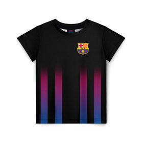 Детская футболка 3D с принтом FC Barcelona Color Line в Санкт-Петербурге, 100% гипоаллергенный полиэфир | прямой крой, круглый вырез горловины, длина до линии бедер, чуть спущенное плечо, ткань немного тянется | Тематика изображения на принте: fc barcelona | fcb | барселона | спорт | спортивные | фк | футбол