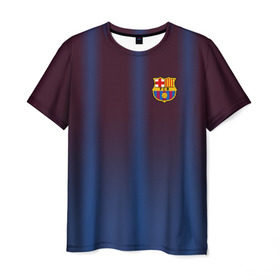 Мужская футболка 3D с принтом FC Barcelona Gradient в Санкт-Петербурге, 100% полиэфир | прямой крой, круглый вырез горловины, длина до линии бедер | Тематика изображения на принте: fc | fc barcelona | fcb | барселона | спорт | спортивные | фк | футбол