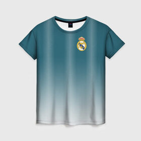 Женская футболка 3D с принтом Real Madrid 2018 Gradient в Санкт-Петербурге, 100% полиэфир ( синтетическое хлопкоподобное полотно) | прямой крой, круглый вырез горловины, длина до линии бедер | 