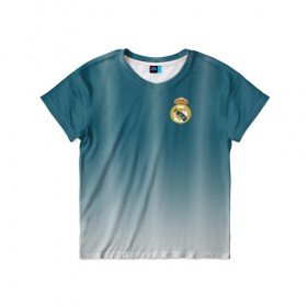 Детская футболка 3D с принтом Real Madrid 2018 Gradient в Санкт-Петербурге, 100% гипоаллергенный полиэфир | прямой крой, круглый вырез горловины, длина до линии бедер, чуть спущенное плечо, ткань немного тянется | Тематика изображения на принте: 