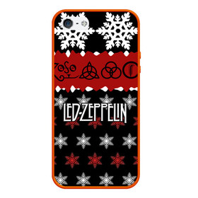 Чехол для iPhone 5/5S матовый с принтом Праздничный Led Zeppelin в Санкт-Петербурге, Силикон | Область печати: задняя сторона чехла, без боковых панелей | led zeppelin | блюз | группа | джимми пейдж | джон генри бонэм | джон пол джонс | знак | красный | лед зепелен | лед зеппелин | метал | надпись | новогодний | новый год | праздник | роберт плант | рождество