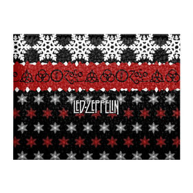 Обложка для студенческого билета с принтом Праздничный Led Zeppelin в Санкт-Петербурге, натуральная кожа | Размер: 11*8 см; Печать на всей внешней стороне | Тематика изображения на принте: led zeppelin | блюз | группа | джимми пейдж | джон генри бонэм | джон пол джонс | знак | красный | лед зепелен | лед зеппелин | метал | надпись | новогодний | новый год | праздник | роберт плант | рождество
