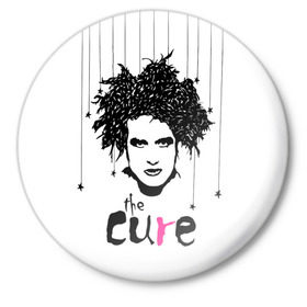 Значок с принтом The Cure в Санкт-Петербурге,  металл | круглая форма, металлическая застежка в виде булавки | Тематика изображения на принте: robert smith | rock band | the cure | uk | британия | роберт смит | рок группа