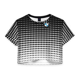 Женская футболка 3D укороченная с принтом BMW 2018 Black and White IV в Санкт-Петербурге, 100% полиэстер | круглая горловина, длина футболки до линии талии, рукава с отворотами | bmw | автомобильные | бмв | машины