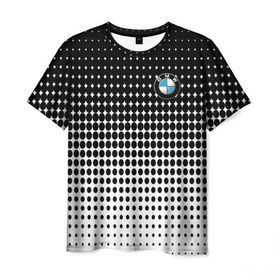 Мужская футболка 3D с принтом BMW 2018 Black and White IV в Санкт-Петербурге, 100% полиэфир | прямой крой, круглый вырез горловины, длина до линии бедер | bmw | автомобильные | бмв | машины
