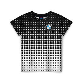 Детская футболка 3D с принтом BMW 2018 Black and White IV в Санкт-Петербурге, 100% гипоаллергенный полиэфир | прямой крой, круглый вырез горловины, длина до линии бедер, чуть спущенное плечо, ткань немного тянется | Тематика изображения на принте: bmw | автомобильные | бмв | машины