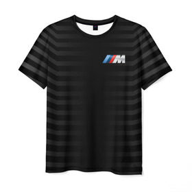 Мужская футболка 3D с принтом BMW M BLACK & GREY в Санкт-Петербурге, 100% полиэфир | прямой крой, круглый вырез горловины, длина до линии бедер | bmw | автомобильные | бмв | машины