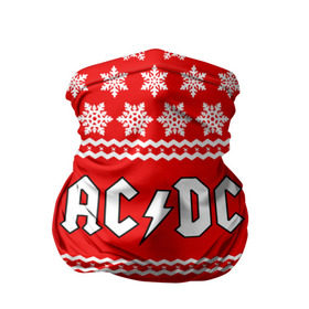 Бандана-труба 3D с принтом Праздничный AC/DC в Санкт-Петербурге, 100% полиэстер, ткань с особыми свойствами — Activecool | плотность 150‒180 г/м2; хорошо тянется, но сохраняет форму | ac dc | acdc |   снежинки | ангус янг | ас дс | асдс | крис слэйд | новогодний | новый год | рождество | стиви янг | эксл роуз