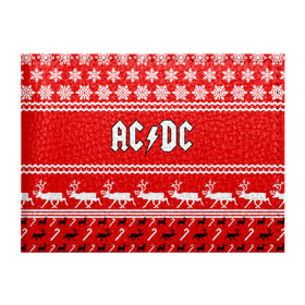 Обложка для студенческого билета с принтом Праздничный AC/DC в Санкт-Петербурге, натуральная кожа | Размер: 11*8 см; Печать на всей внешней стороне | ac dc | acdc |   снежинки | ангус янг | ас дс | асдс | крис слэйд | новогодний | новый год | рождество | стиви янг | эксл роуз
