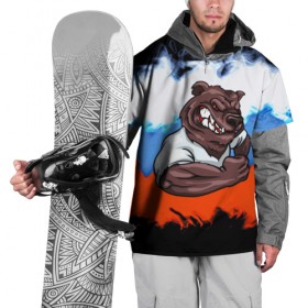 Накидка на куртку 3D с принтом Медведь в Санкт-Петербурге, 100% полиэстер |  | Тематика изображения на принте: abstraction | grunge | абстракция | краска | медведь | русский | триколор | я русский