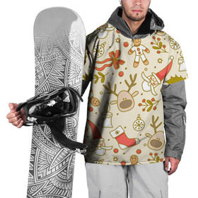 Накидка на куртку 3D с принтом С новым годом! в Санкт-Петербурге, 100% полиэстер |  | бант | год | дед мороз | зима | новый | олень | праздник | свеча | снег | узор