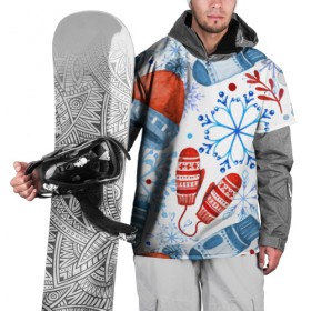 Накидка на куртку 3D с принтом Праздника нам приходит в Санкт-Петербурге, 100% полиэстер |  | зима | новый год | носок | одежда | снег | узор | шапка