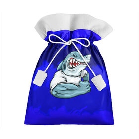 Подарочный 3D мешок с принтом aggressive shark в Санкт-Петербурге, 100% полиэстер | Размер: 29*39 см | абстракция | акула | краски | синий | темносиний