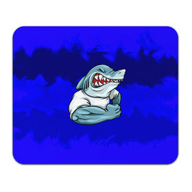 Коврик прямоугольный с принтом aggressive shark в Санкт-Петербурге, натуральный каучук | размер 230 х 185 мм; запечатка лицевой стороны | абстракция | акула | краски | синий | темносиний