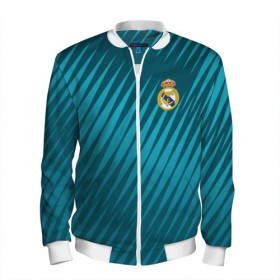 Мужской бомбер 3D с принтом Real Madrid 2018 Sportwear в Санкт-Петербурге, 100% полиэстер | застегивается на молнию, по бокам два кармана без застежек, по низу бомбера и на воротнике - эластичная резинка | 