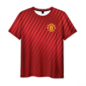 Мужская футболка 3D с принтом Manchester United Sportwear в Санкт-Петербурге, 100% полиэфир | прямой крой, круглый вырез горловины, длина до линии бедер | emirates | fc | manchester united | геометрия | манчестер юнайтед | спорт | футбол | футбольный клуб | эмблема