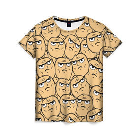 Женская футболка 3D с принтом MEME DETERMINED NOT OKAY в Санкт-Петербурге, 100% полиэфир ( синтетическое хлопкоподобное полотно) | прямой крой, круглый вырез горловины, длина до линии бедер | determined not okay | meme | лицо | мем | определённо не всё в порядке