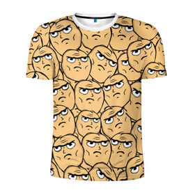 Мужская футболка 3D спортивная с принтом MEME DETERMINED NOT OKAY в Санкт-Петербурге, 100% полиэстер с улучшенными характеристиками | приталенный силуэт, круглая горловина, широкие плечи, сужается к линии бедра | determined not okay | meme | лицо | мем | определённо не всё в порядке
