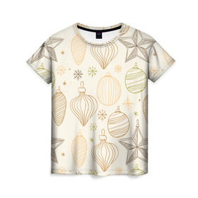 Женская футболка 3D с принтом Ёлка в гости зовет! в Санкт-Петербурге, 100% полиэфир ( синтетическое хлопкоподобное полотно) | прямой крой, круглый вырез горловины, длина до линии бедер | ёлочные шары | ёлочный шар | игрушки | новый год снег | снежинки