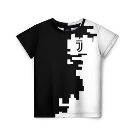 Детская футболка 3D с принтом Juventus 2018 Geometry Sport в Санкт-Петербурге, 100% гипоаллергенный полиэфир | прямой крой, круглый вырез горловины, длина до линии бедер, чуть спущенное плечо, ткань немного тянется | 