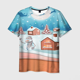 Мужская футболка 3D с принтом Рождество в Санкт-Петербурге, 100% полиэфир | прямой крой, круглый вырез горловины, длина до линии бедер | christmas | new year | santa | дед мороз | елка | елочки | новогодний | новый год | рождество | сантаклаус | снег | снежинки