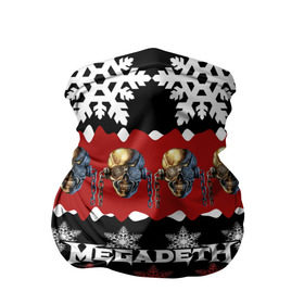 Бандана-труба 3D с принтом Праздничный Megadeth в Санкт-Петербурге, 100% полиэстер, ткань с особыми свойствами — Activecool | плотность 150‒180 г/м2; хорошо тянется, но сохраняет форму | me | megadeth | группа | дирк вербурен | дэвид эллефсон | дэйв мастейн | знак | кико лоурейро | красный | мегадет | метал | надпись | новогодний | новый год | праздник | рождество | рок | снежинки | трэш