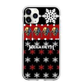 Чехол для iPhone 11 Pro матовый с принтом Праздничный Megadeth в Санкт-Петербурге, Силикон |  | me | megadeth | группа | дирк вербурен | дэвид эллефсон | дэйв мастейн | знак | кико лоурейро | красный | мегадет | метал | надпись | новогодний | новый год | праздник | рождество | рок | снежинки | трэш