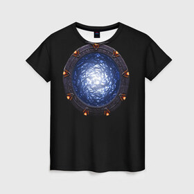 Женская футболка 3D с принтом Stargate в Санкт-Петербурге, 100% полиэфир ( синтетическое хлопкоподобное полотно) | прямой крой, круглый вырез горловины, длина до линии бедер | sg1 | wormhole | другие миры | зв1 | звёздные врата | кротовая нора | портал | тоннель | червоточина