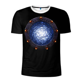 Мужская футболка 3D спортивная с принтом Stargate в Санкт-Петербурге, 100% полиэстер с улучшенными характеристиками | приталенный силуэт, круглая горловина, широкие плечи, сужается к линии бедра | sg1 | wormhole | другие миры | зв1 | звёздные врата | кротовая нора | портал | тоннель | червоточина