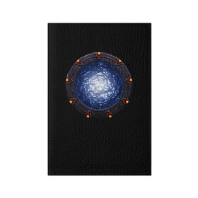Обложка для паспорта матовая кожа с принтом Stargate в Санкт-Петербурге, натуральная матовая кожа | размер 19,3 х 13,7 см; прозрачные пластиковые крепления | sg1 | wormhole | другие миры | зв1 | звёздные врата | кротовая нора | портал | тоннель | червоточина