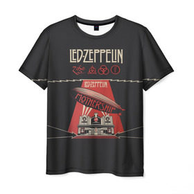 Мужская футболка 3D с принтом Led Zeppelin в Санкт-Петербурге, 100% полиэфир | прямой крой, круглый вырез горловины, длина до линии бедер | Тематика изображения на принте: led | led zeppelin | блюз | группа | джимми пейдж | джон генри бонэм | джон пол джонс | лед зепелен | лед зеппелин | метал | роберт плант | рок | тяжелый | фолк | хард | хардрок | хеви | хевиметал