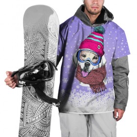 Накидка на куртку 3D с принтом Winter в Санкт-Петербурге, 100% полиэстер |  | зима | пес | снег | собака | шапка | шарф