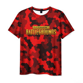 Мужская футболка 3D с принтом PUBG Red Military в Санкт-Петербурге, 100% полиэфир | прямой крой, круглый вырез горловины, длина до линии бедер | battle royal | playerunknowns battlegrounds | pubg | пабг | пубг