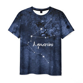 Мужская футболка 3D с принтом Водолей (Aquarius) в Санкт-Петербурге, 100% полиэфир | прямой крой, круглый вырез горловины, длина до линии бедер | aquarius | водолей | звезды | знаки зодиака | космос | созвездие