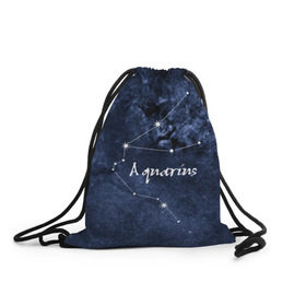 Рюкзак-мешок 3D с принтом Водолей (Aquarius) в Санкт-Петербурге, 100% полиэстер | плотность ткани — 200 г/м2, размер — 35 х 45 см; лямки — толстые шнурки, застежка на шнуровке, без карманов и подкладки | aquarius | водолей | звезды | знаки зодиака | космос | созвездие