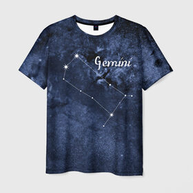 Мужская футболка 3D с принтом Близнецы (Gemini) в Санкт-Петербурге, 100% полиэфир | прямой крой, круглый вырез горловины, длина до линии бедер | gemini | близнецы | звезды | знаки зодиака | космос | созвездие