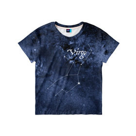 Детская футболка 3D с принтом Дева(Virgo) в Санкт-Петербурге, 100% гипоаллергенный полиэфир | прямой крой, круглый вырез горловины, длина до линии бедер, чуть спущенное плечо, ткань немного тянется | virgo | дева | звезды | знаки зодиака | космос | созвездие