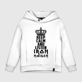 Детское худи Oversize хлопок с принтом Keep calm and listen IM в Санкт-Петербурге, френч-терри — 70% хлопок, 30% полиэстер. Мягкий теплый начес внутри —100% хлопок | боковые карманы, эластичные манжеты и нижняя кромка, капюшон на магнитной кнопке | iron maiden | адриан смит | айрон мейден | гроза | группа | дэйв мюррей | железная дева | ирон майден | метал | мрачный | музыка | песни | рок | стив харрис | тяжелый | флаг | хеви | хевиметал