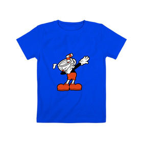 Детская футболка хлопок с принтом Cuphead Dab в Санкт-Петербурге, 100% хлопок | круглый вырез горловины, полуприлегающий силуэт, длина до линии бедер | Тематика изображения на принте: 