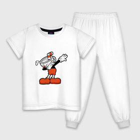 Детская пижама хлопок с принтом Cuphead Dab в Санкт-Петербурге, 100% хлопок |  брюки и футболка прямого кроя, без карманов, на брюках мягкая резинка на поясе и по низу штанин
 | Тематика изображения на принте: 